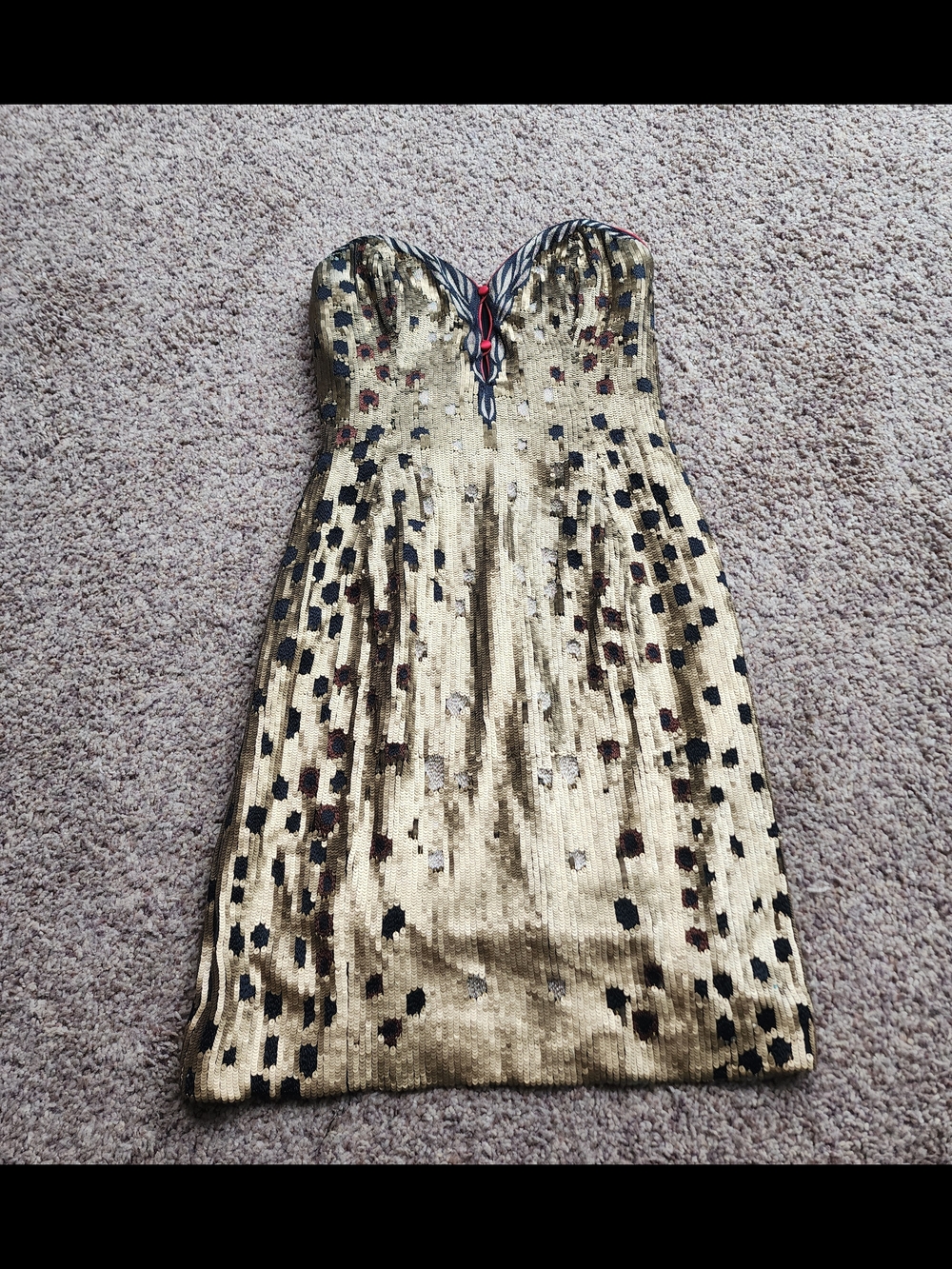 Gold Sequin Strapless Cocktail Dress